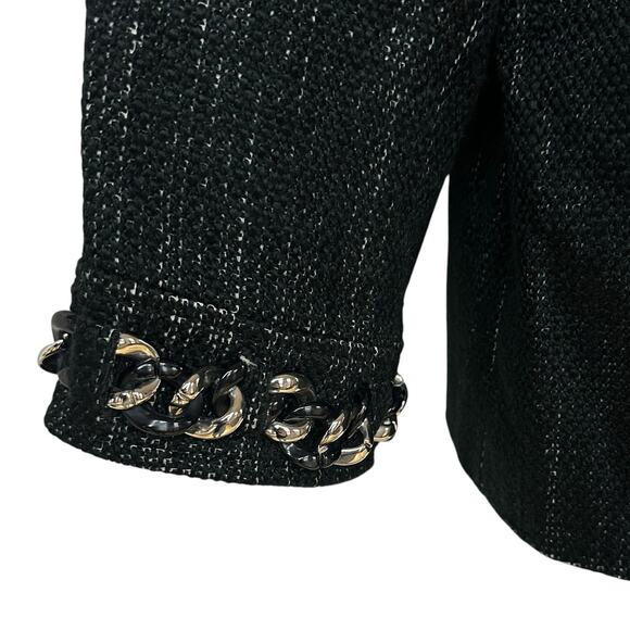 MICHAEL by Michael Kors Blazer Black Silver White Chain Cropped Women's Medium - Picture 7 of 11